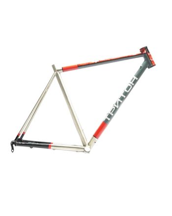 Triton Red Pixel Rim Brake Raw Titanium Frameset