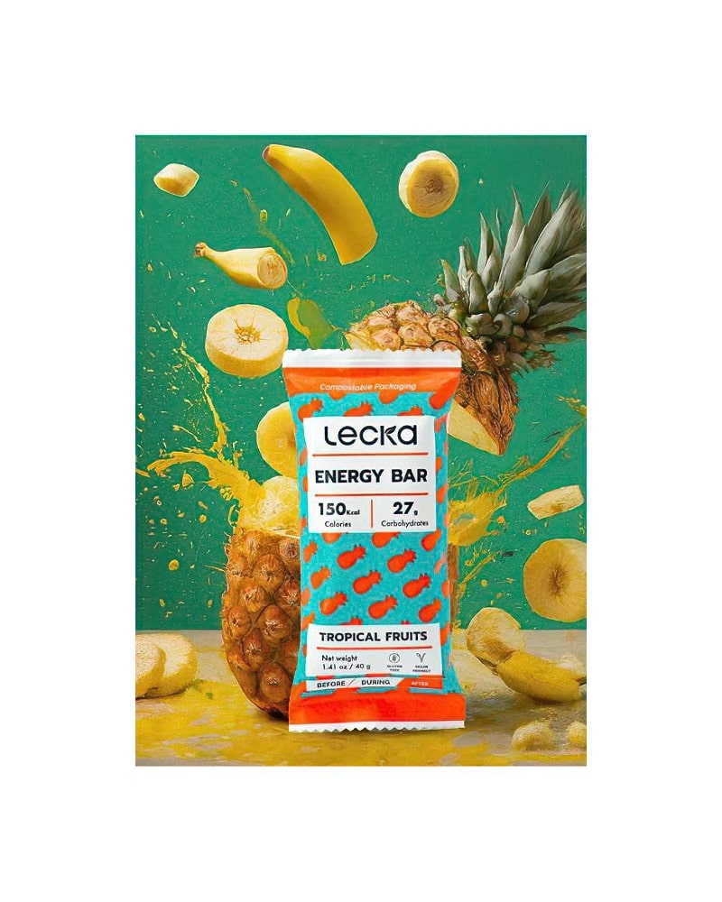 LECKA Energy Bar (Banana Cinnamon / Cacao Banana / Mango Coconut / Tropical Fruits) 5 Lecka Energy Bar Tropical Fruits DeNoiseAI standard min