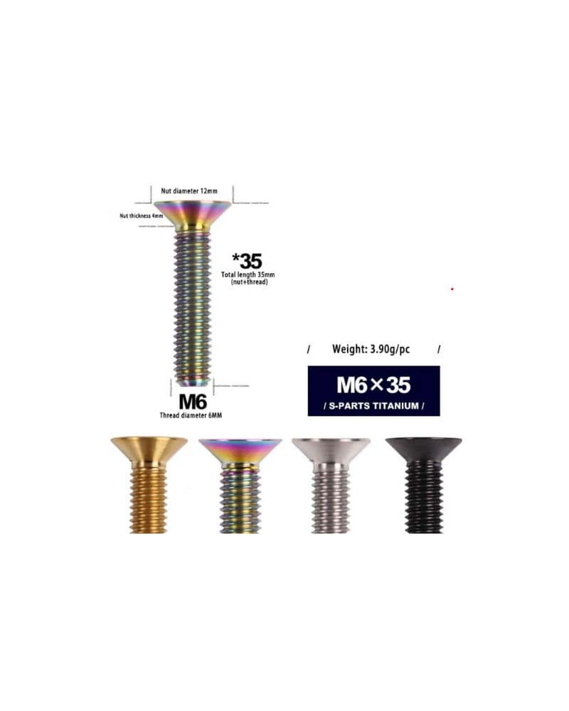 S-PARTS Countersunk Head Series M6 x 35mm (1pcs)Titanium Alloy Screws 1 S PARTS Countersunk Head Series M6 x 35mm Titanium Alloy Screws min