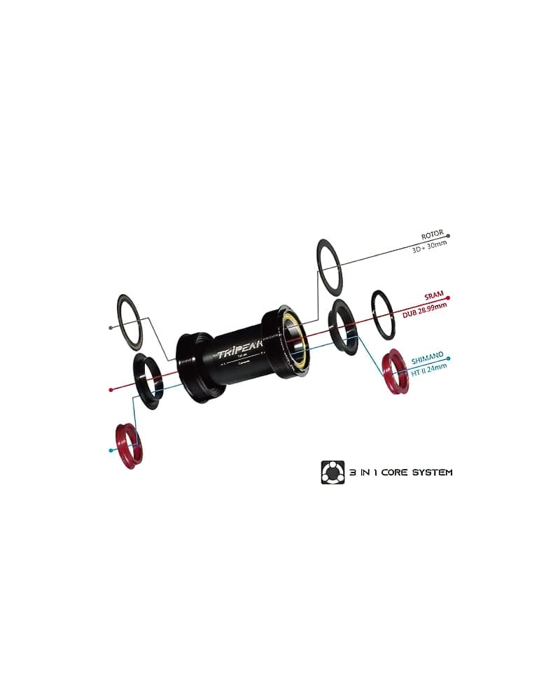 Tripeak Ceramic / Steel Bottom Bracket PF30A Shimano DUB 3D+30mm 2 Tripeak Jetstrem BB 3 in 1 DeNoiseAI standard min