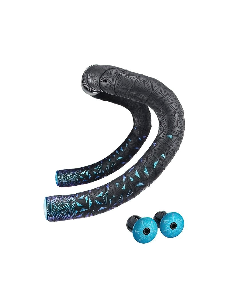 Supacaz Super Sticky Kush Star Fade - Blue Refractor / Purple Refractor / Fire Refractor) Handlebar Tap 1 Super Sticky Kush Star Fade Blue Refractor w Blue Star Plug DeNoiseAI standard min