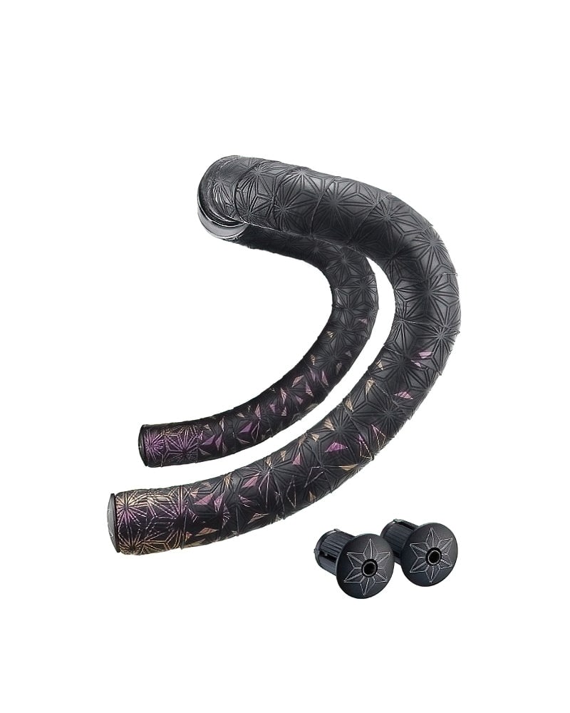 Supacaz Super Sticky Kush Star Fade - Blue Refractor / Purple Refractor / Fire Refractor) Handlebar Tap 3 Super Sticky Kush Star Fade Fire Refractor w Black Star Plug DeNoiseAI standard min