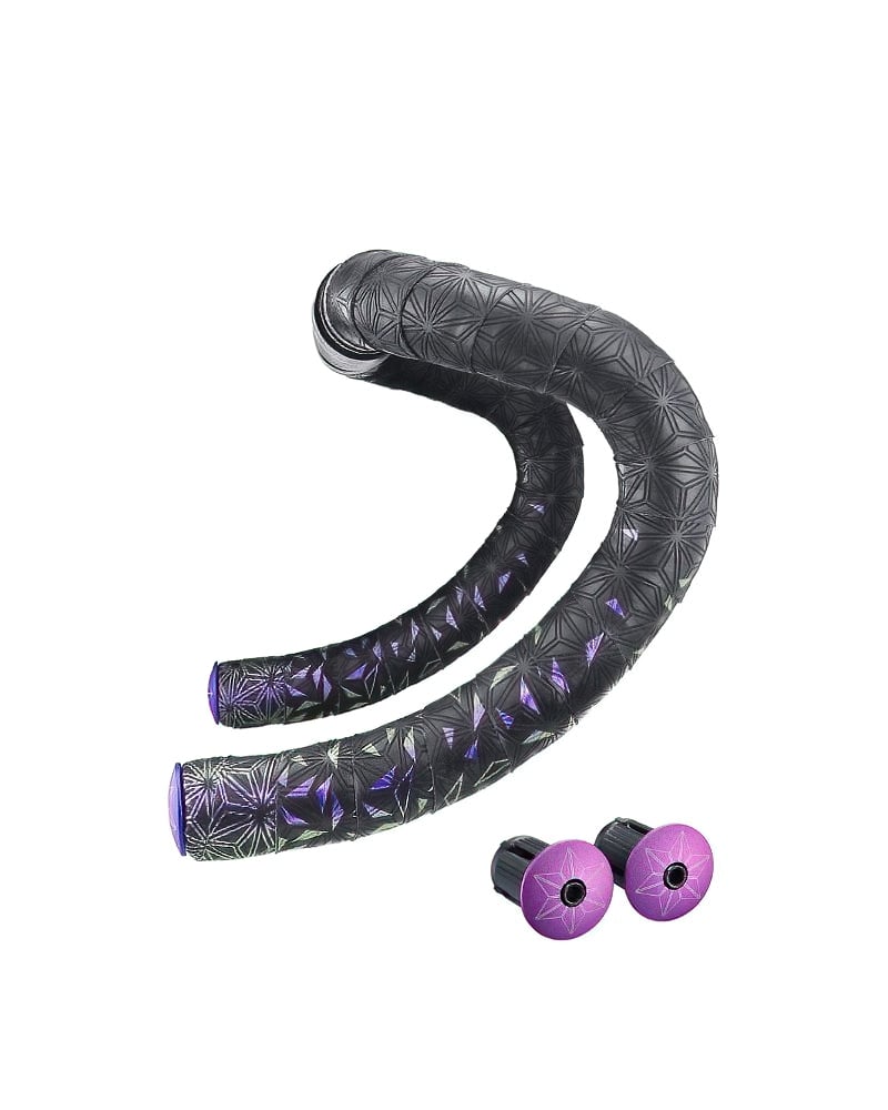 Supacaz Super Sticky Kush Star Fade - Blue Refractor / Purple Refractor / Fire Refractor) Handlebar Tap 2 Super Sticky Kush Star Fade Purple Refractor w Blue Star Plug DeNoiseAI standard min